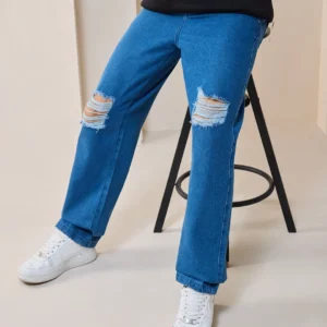 Men's Blue Baggy Distressed Jeans